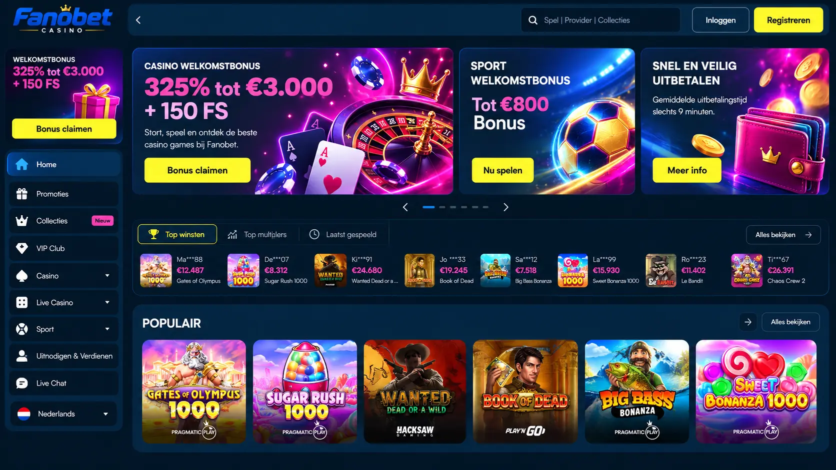 Fanobet Casino Nederland: Slots, Live Games en Betalen image 1