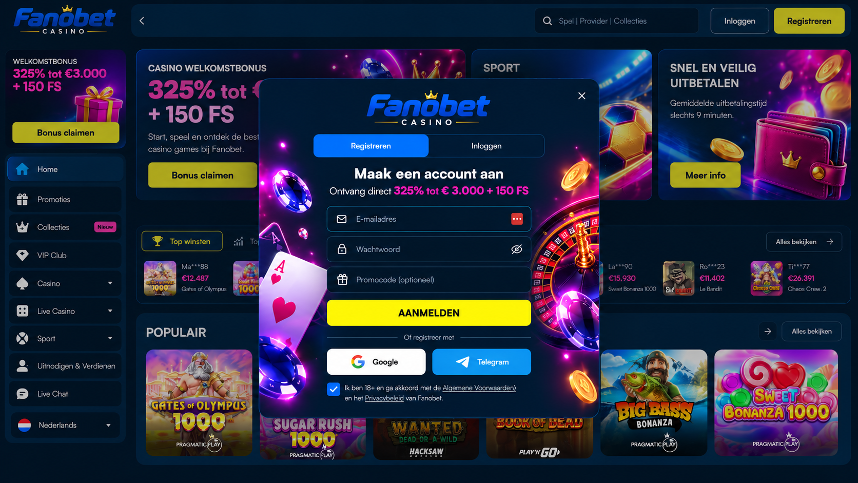 Fanobet Casino Nederland: Slots, Live Games en Betalen image 2